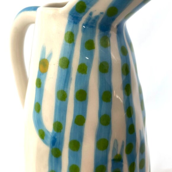 SALE NWT Andrew Ludick Blue & Green bird Jug Anthropologie Handmade Earthenware - Picture 5 of 11